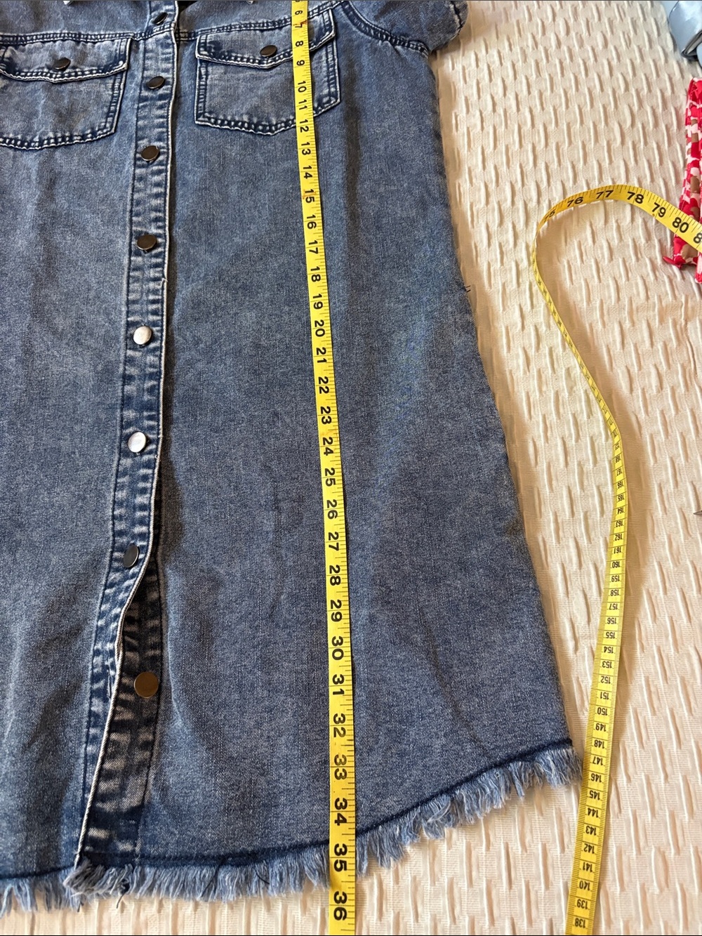Denim Button-Front SS Dress - Med - Picture 8 of 8
